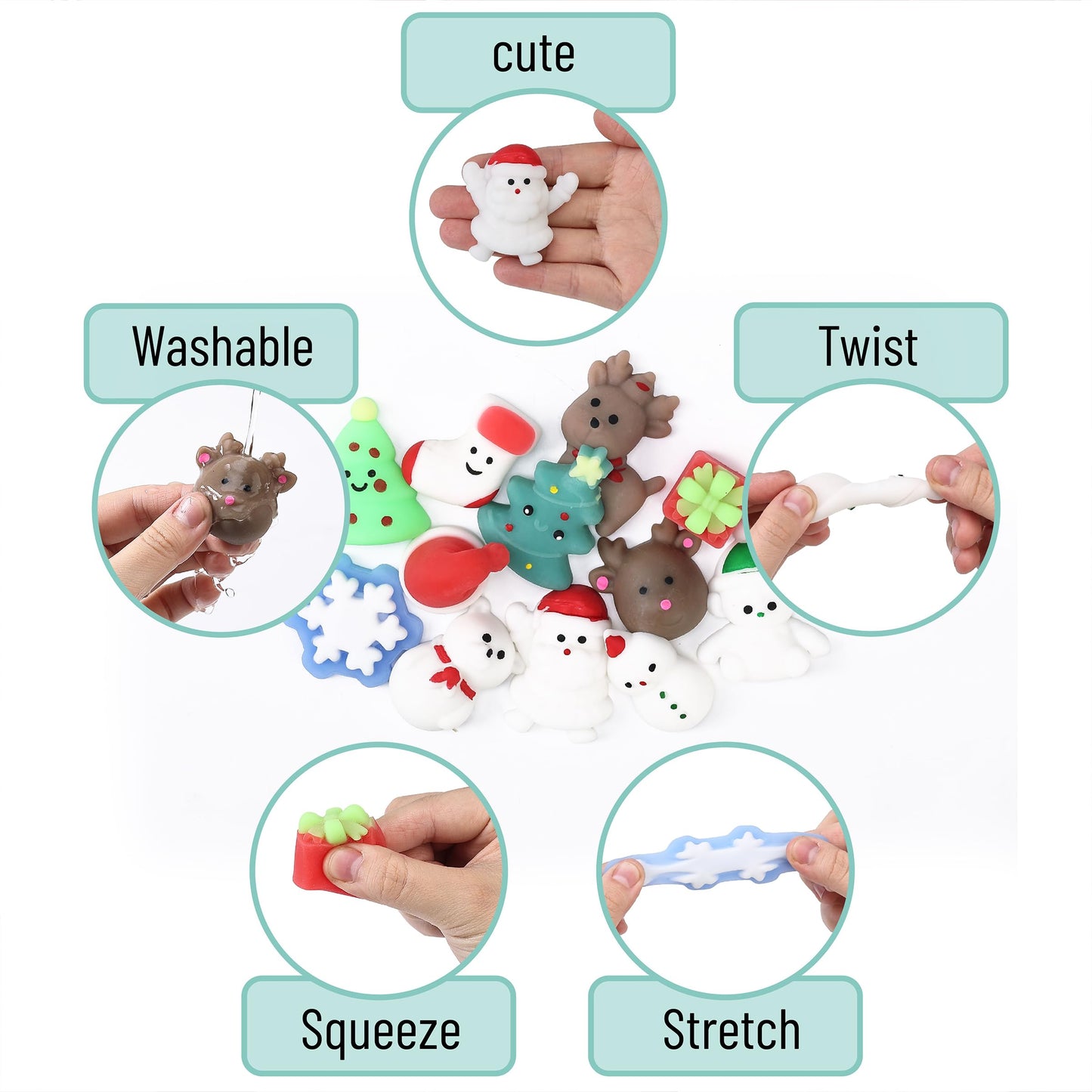 Mr. Pen- Christmas Squishy Toys, 12 Pcs, Holiday Squishies, Christmas Squishies For Kids, Squishies Christmas, Christmas Party Favors For Kids, Squishy Toys For Kids, Mini Squishies