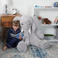 Vermont Teddy Bear 4 Foot Giant Elephant Plush - Grey Cuddle Collection Stuffed Animal, Model VTB-KT00694, Perfect for All Ages