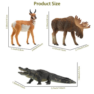 Toymany 12Pcs North American Forest Animal Figurines, Realistic Jungle Animal Set Includes Raccoon,Lynx,Wolf,Bear,Eagle, Educational Toy Cake Toppers Christmas Birthday Gift For Kids Toddlers