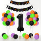 Halloween 1St Birthday Decorations For Boys /Girls-Black Orange Purple Green Halloween Balloons With 40Inch Black 1 Balloon And