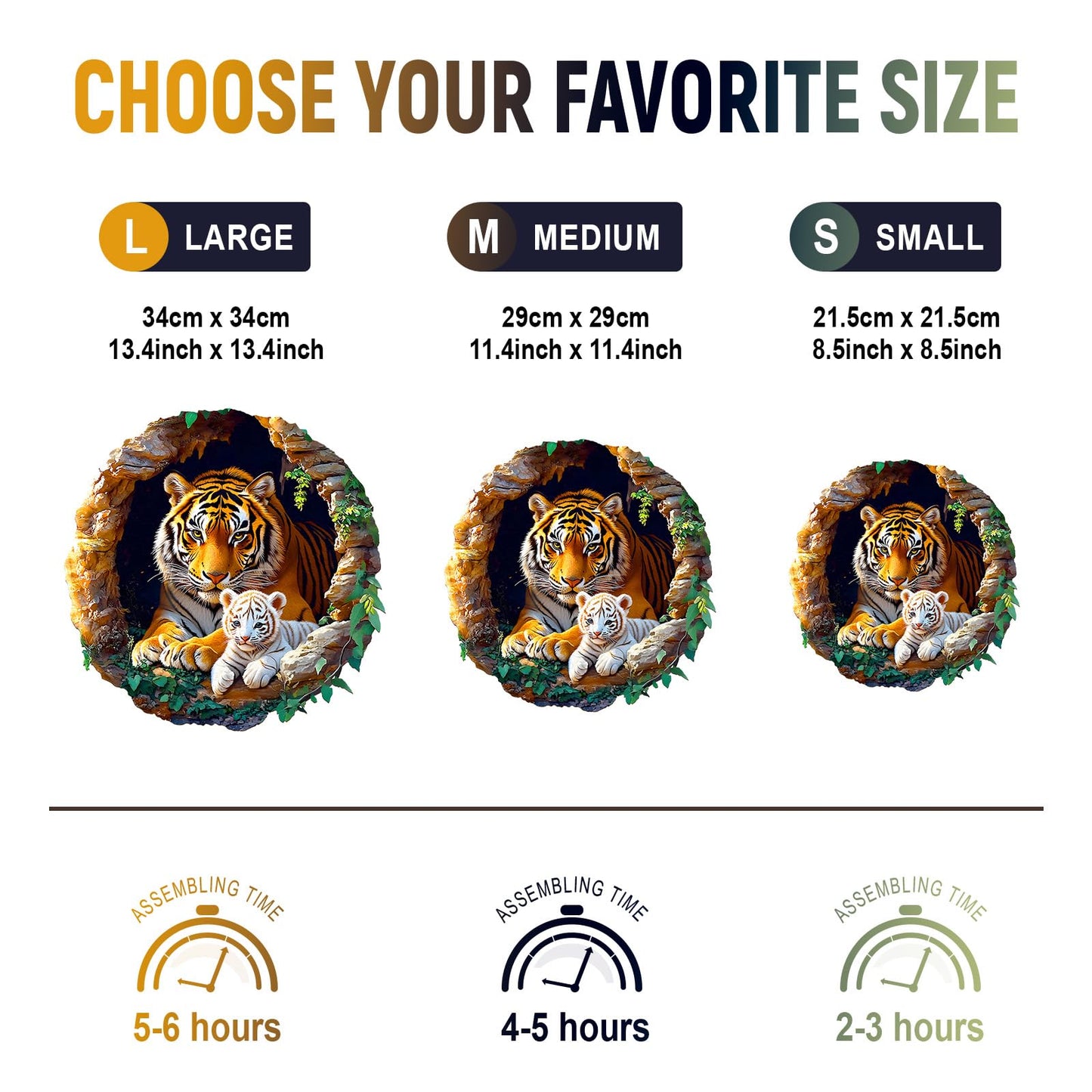 Wooden Puzzles for mature-themeds  Unique Animal Shaped mature-themeds Puzzle  Tiger Family Wooden Jigsaw Puzzles mature-themed  Challenging Creative Gifts Family Games 11.4 * 11.4in 200pcs