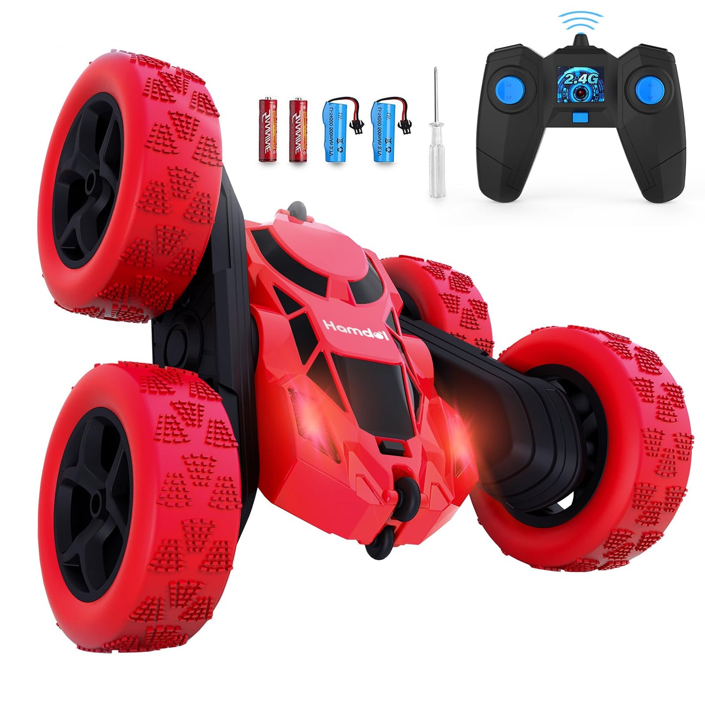 Hamdol Remote Control Car Double Sided 360   Rotating 4Wd Rc Cars With Headlights 2.4Ghz Electric Race Stunt Toy Car Rechargeabl