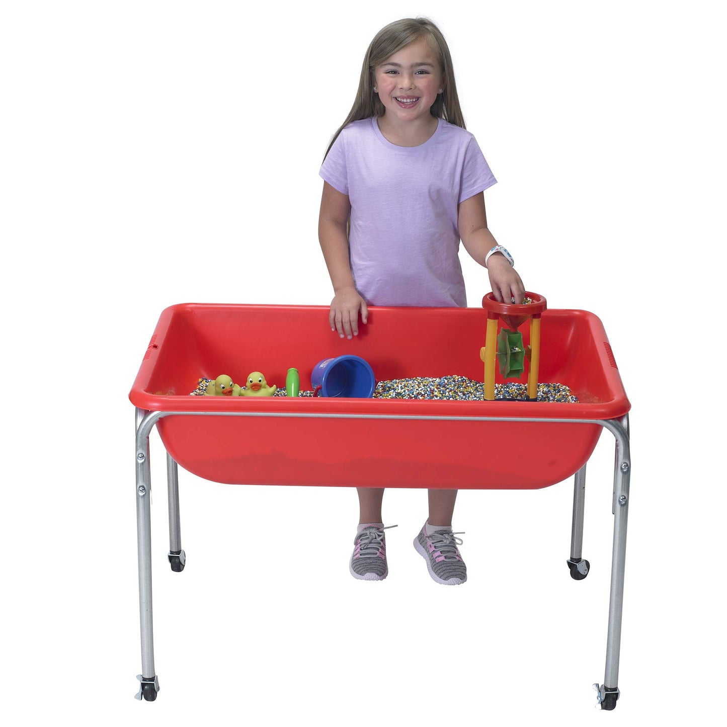 Children'S Factory 24'' Large Sensory Table, Sandbox With Lid, Water Table For Kids, Red