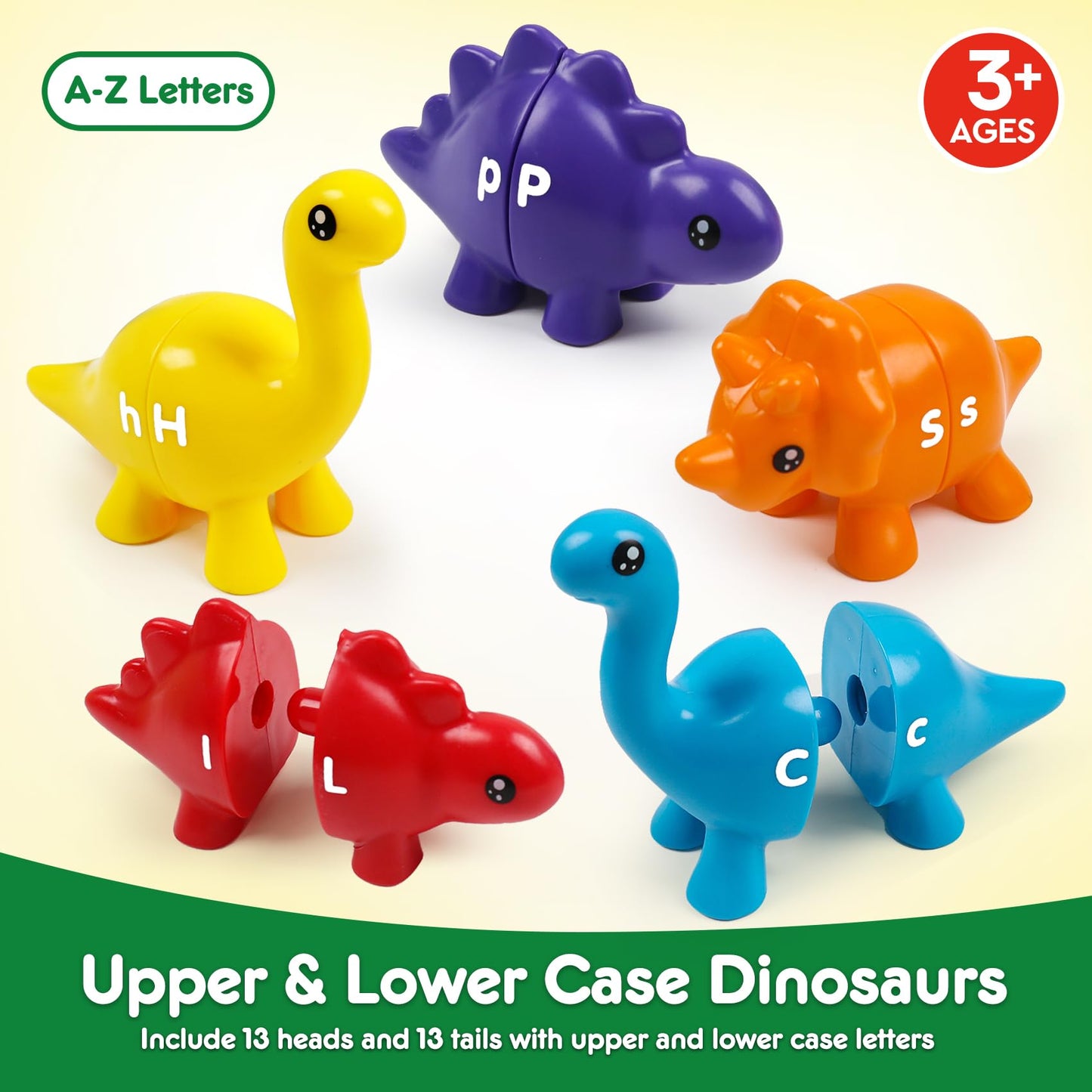 Naodongli Dinosaur Toys For Kids 3-5,Alphabet Learning Abc Uppercase Lowercase Fine Motor Skills Dinosaur Matching Games Easter Basket Stuffers For Toddler Boys Girls