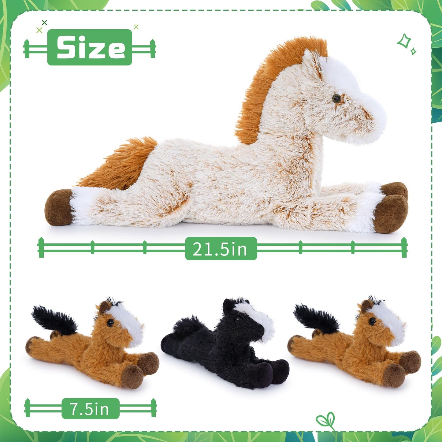 Tezituor 4Pcs Horse Stuffed Animal Set  Large Stuffed Mommy Horse with 4 Babies Pony Toys  Brown Stuffed Pony Plush Pillow for Boys Girls  21inch