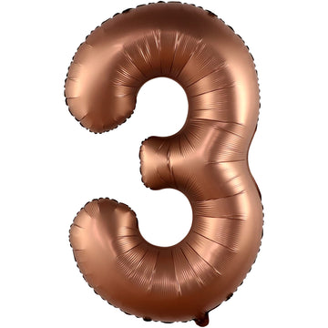 Katchon, Coffee Brown Number 3 Balloon - 40 Inch | Giant, 3 Balloon Number, 3Rd Birthday Decorations For Girls | 3Rd Birthday Decorations For Boys | 3 Year Old Birthday | Dinosaur 3Rd Birthday Decor