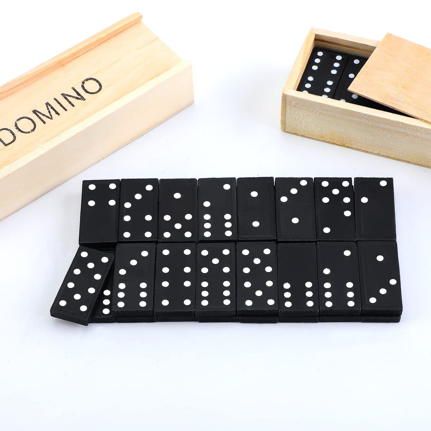 Deekin 50 Pack Mini Dominos Set for Adults Bulk 28 Tiles Double 6 Dominoes Game Domino Party Favors Wooden Board Games with Wood