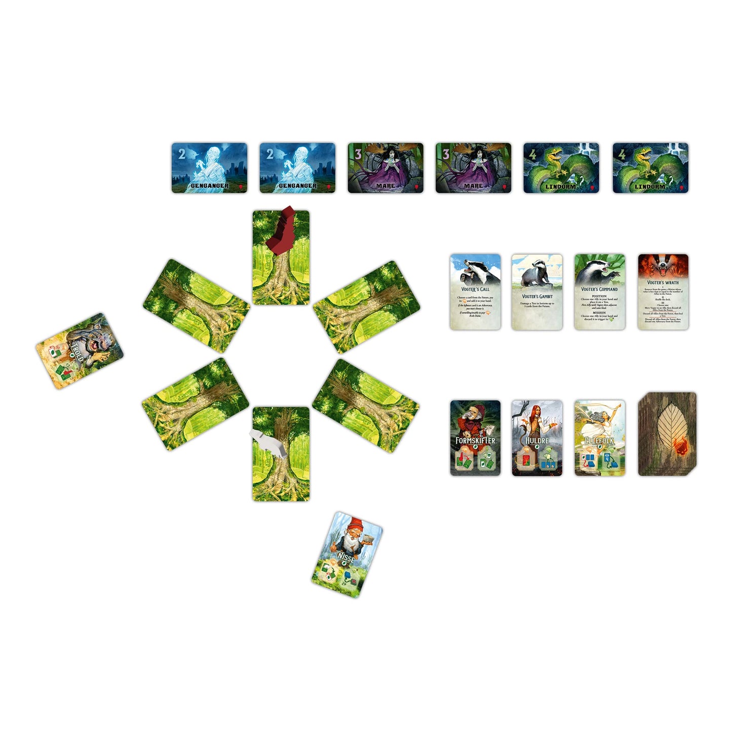 InPatience Skoventyr Board Game - Cooperative Strategy for 1-4 Players, Ages 10+, Multicolor, Cardstock, Model INPASK12