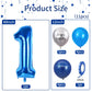 40 Inch Blue Number 1 Balloon, 1St Birthday Balloons, 11Pcs Silver Birthday Print Balloons Dark Light Blue Latex Balloons 1 Foil