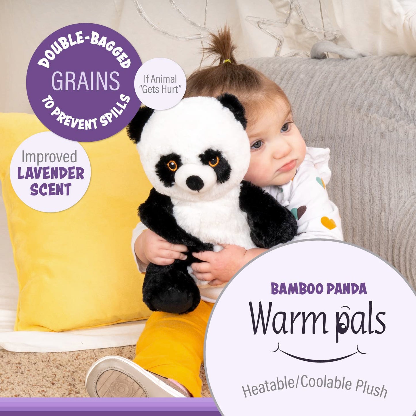 Warm Pals - Bamboo Panda - 1.5Lbs - Cozy Microwavable Lavender Scented Plush Toys - Heated Stuffed Animal - Heatable Coolable Bedtime Comfort Plushie