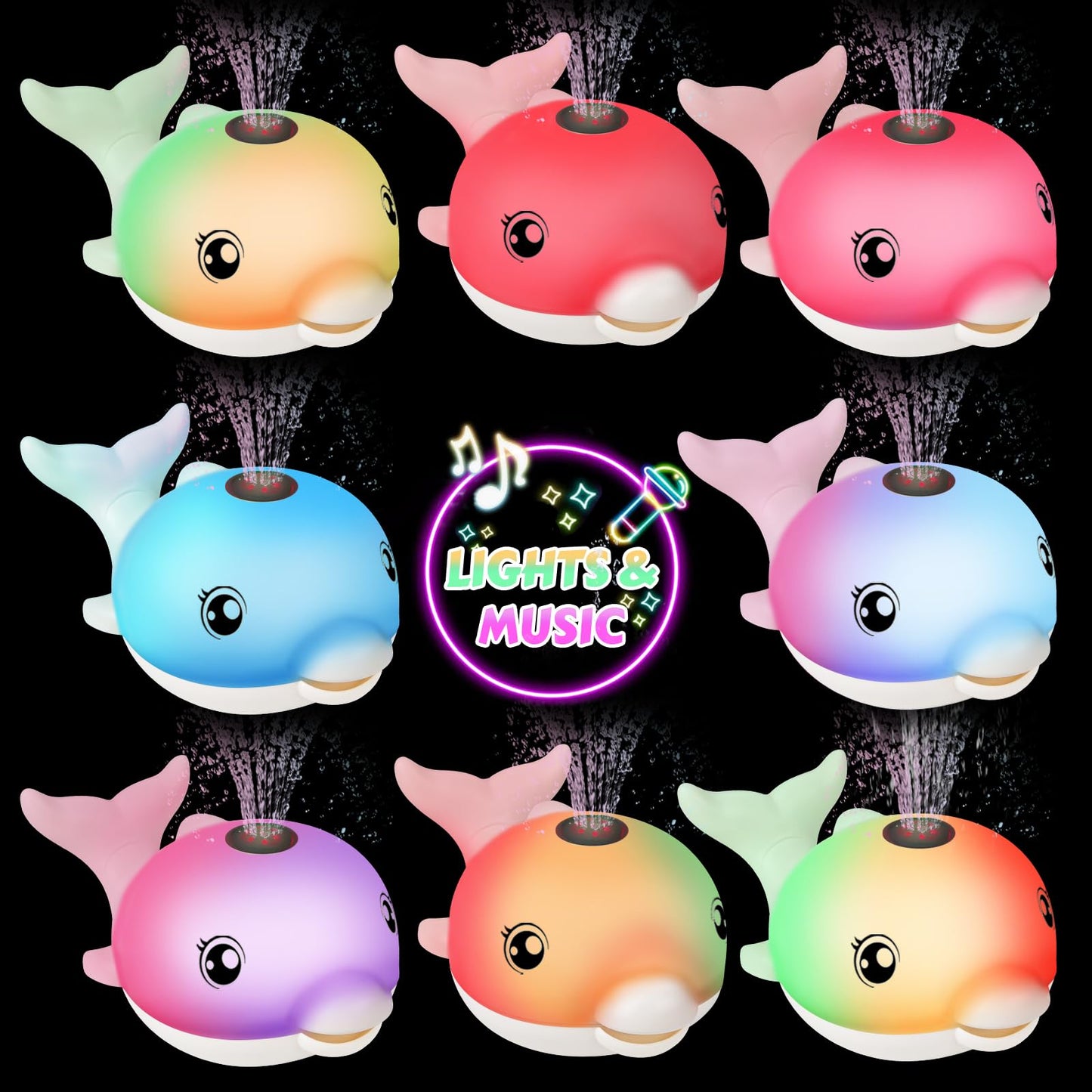 2024 Upgraded Bath Toys, Rechargeable Baby Bath Toys, Dolphin Spray Water Light Up Musical Toys 6-12 12-18 Months, Sprinkler Water Pool Bathtub Toys For Toddlers 1-3 2-4 Boys Girls Infant Kids - White