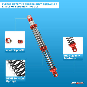 RCAWD 120mm Shock Absorber Damper Universal for a lot of 1/10 RC Hobby Cars, Full Aluminum RC Shock Upgrades, 7075 Adjustable Sh