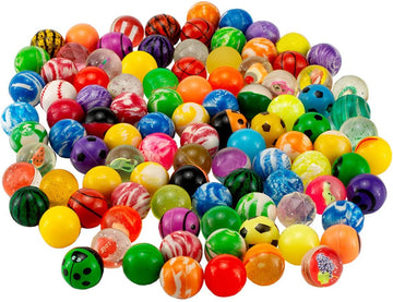 Obtanim 100 Pieces Colorful Bouncy Balls Bulk Mixed Pattern High Bouncing Balls For Kids Party Favors, Prizes, Birthdays Gift (2