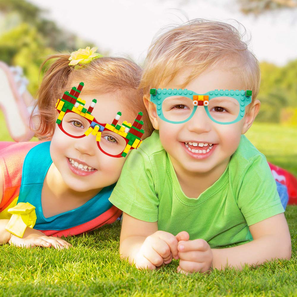 Woby Party Favor For Kids Gift Building Block Glasses Diy Stacking Block Bricks Party Glasses Toys Party Supplies Decorations For Birthday Christmas Carnival 9 Pcs