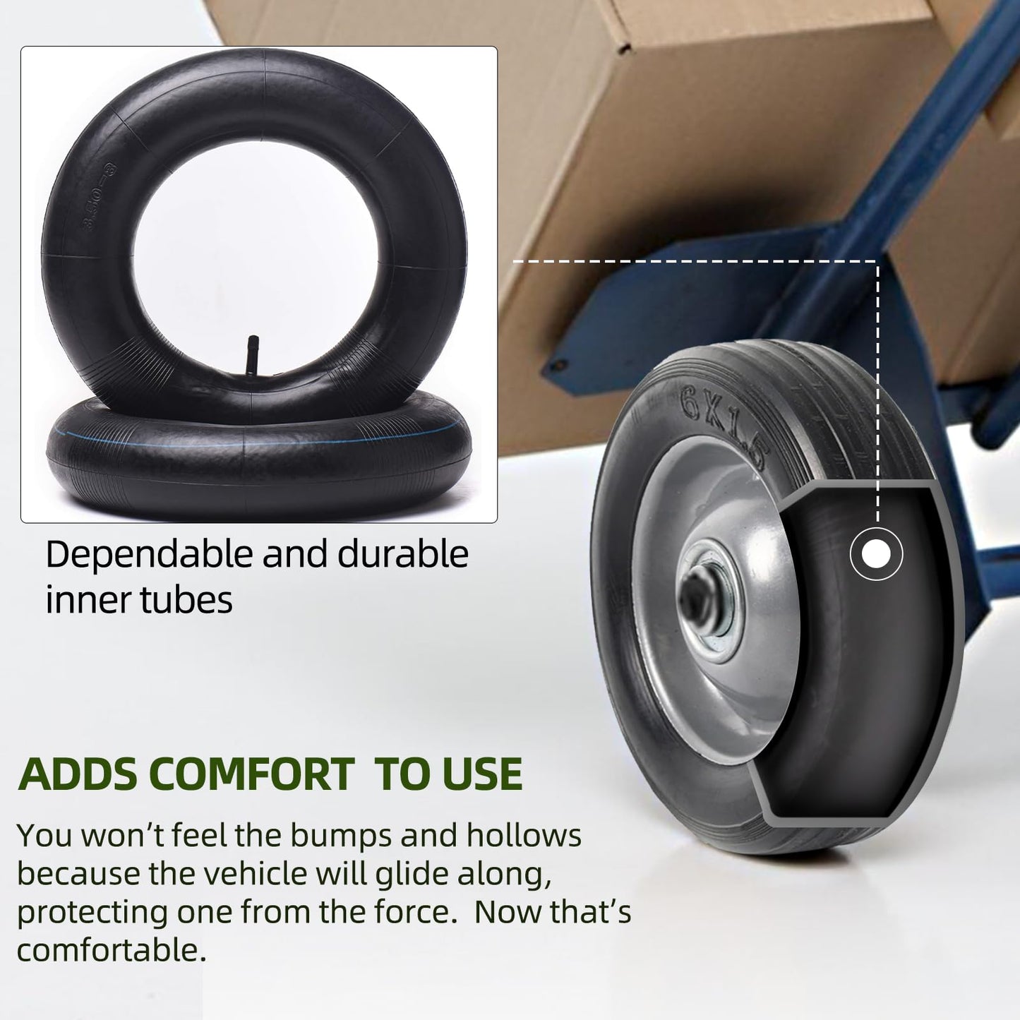 2 Pack 3.00/3.50-8 Replacement Inner Tubes for pneumatic wheelbarrow wheel cart wheel  garden cart  wagons - Made From Heavy Duty  Thick enhanced Rubber