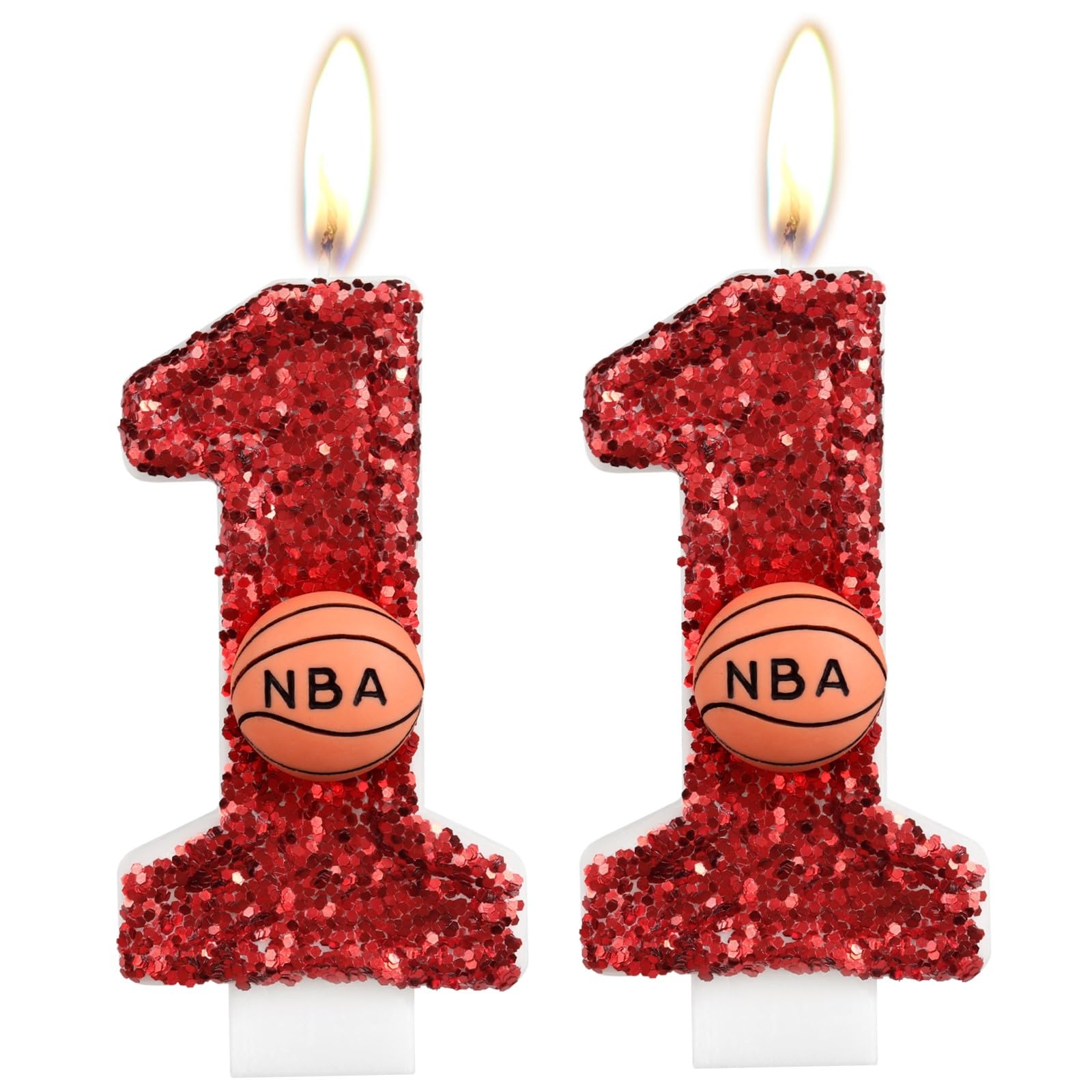 iNINGER Birthday Candle Number 11 Red NBA Birthday Cake Candle with Red Basketball Birthday Candle 11th,Birthday Party Kids Adul