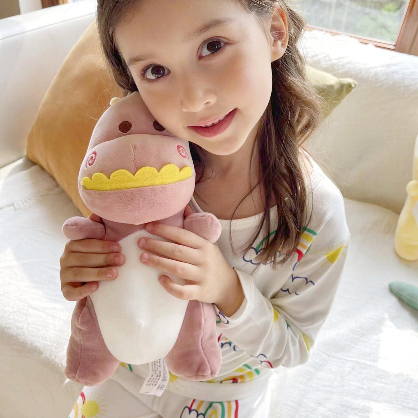 Adorlynetty Dinosaur Stuffed Animal, 12In Pink T-Rex Plush Toy, Soft Dino Plushie For Kids Boys Girls