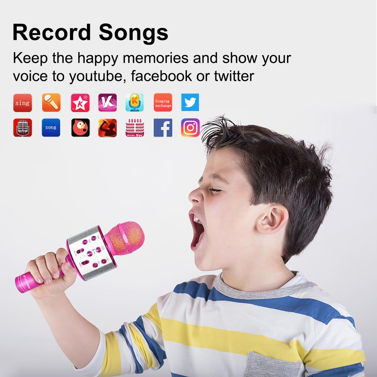 FINYIORE Microphone for Kids Karaoke Micorphones mature-themed Wireless Bluetooth Karaoke Machine Birthday Gift for Girls Boys Kids Toys for Teens All Ages 3 4 5 6 7 8 9 10 11 12 Year Old