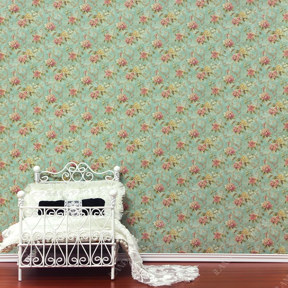 iLAND Originality Dollhouse Wallpaper 39 * 15.7 inch, Dollhouse Accessories on 1:12 Scale or 1:6 Scale (Blossom)