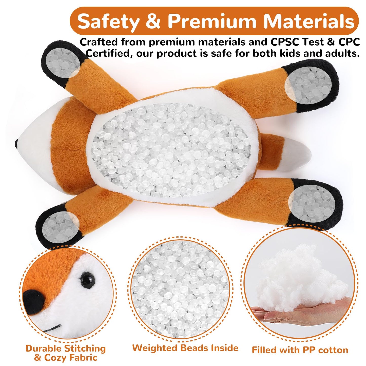 gnomantic Fox Weighted Stuffed Animal - 12 Inch Plush Toy, 1.0 lbs Cotton Pillow, Cute Gift for Kids & Adults