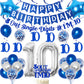 JOYMEMO 10th Birthday Decorations Blue - Peace Out Single Digits Tenth Birthday Party Supplies with Hanging Swirls & Paper Glitt
