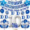 JOYMEMO 10th Birthday Decorations Blue - Peace Out Single Digits Tenth Birthday Party Supplies with Hanging Swirls & Paper Glitt