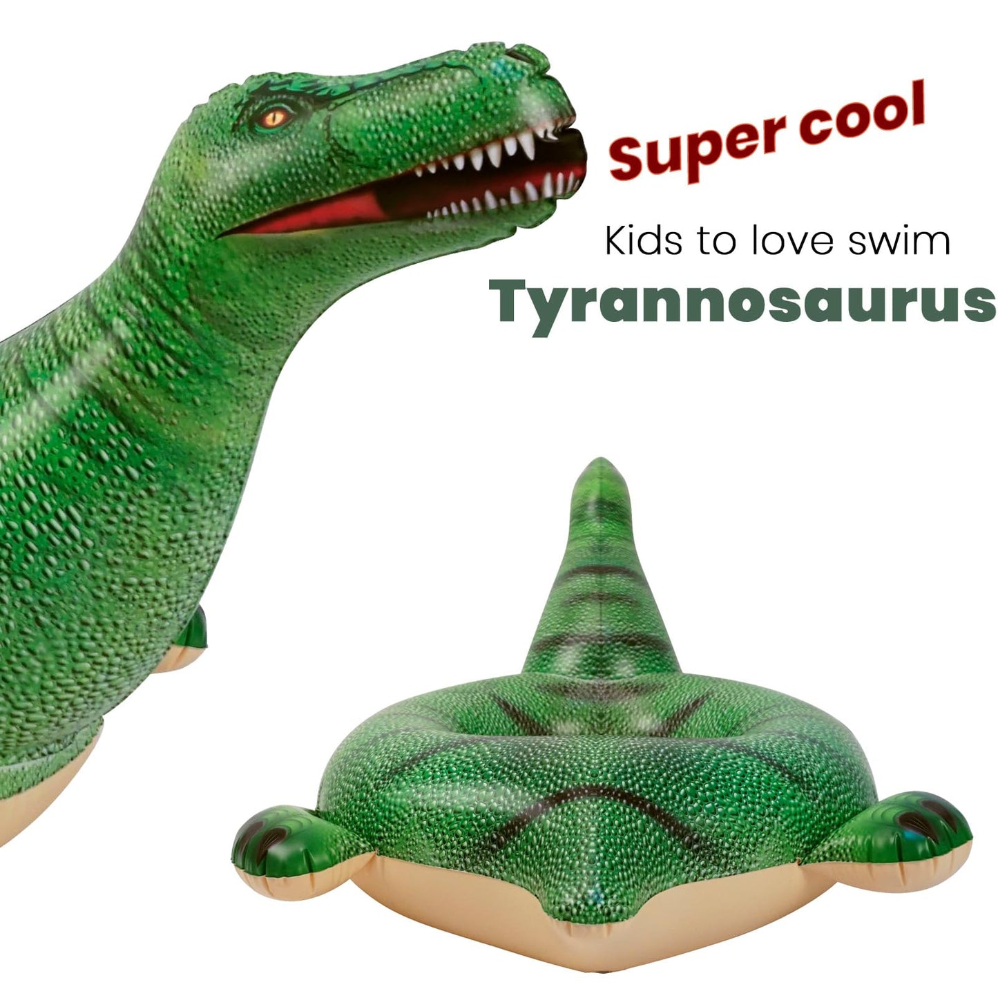 Hohqb Lifelike Tyrannosaurus Inflatable Dinosaur Pool Floats Kids, Swimming Pool Ring, Kids Pool Toys For Toddlers Ages 3-12 Boy