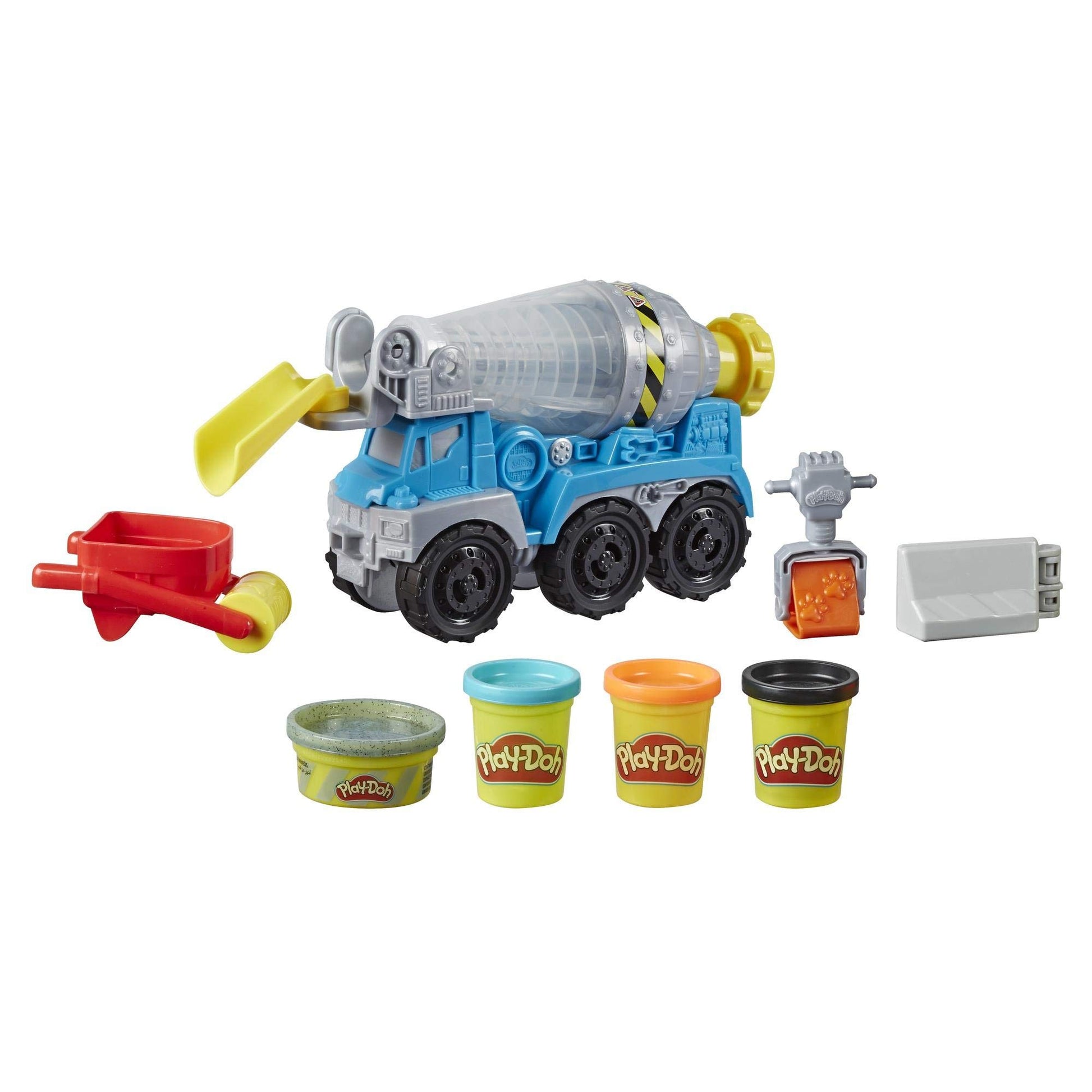 Play-Doh Wheels Cement Truck Toy for Kids Ages 3 & Up with Non-Toxic Cement-Colored Buildin Compound Plus 3 Colors