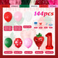 Strawberry Party Decoration Balloon Garland Arch Kit, 143Pcs Red Pink Balloons Strawberry Foil Balloons For Sweet One Boy Girl B