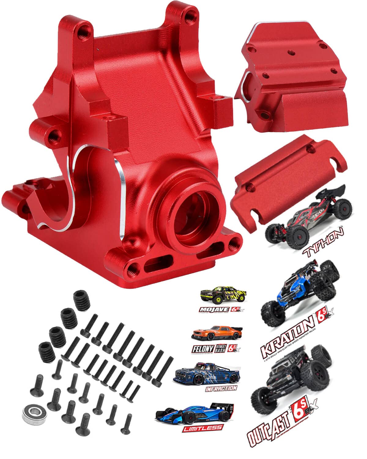 RCMYou Gearbox Case Upgrades Part for 1/8 1/7 Arrma 6S BLX Typhon Kraton Outcast Mojave Notorious Infraction Felony Talion Limit