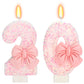 ElekFX 20th Birthday Candles for Cake, Pink Bow Number Cake Candles, 2.76 inch Number Happy Birthday Candle, Cake Topper Decorat