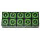 SmartDealsPro 10-Pack D6 Six Sides 16mm Dice Die for DND MTG PRG Wow Table Game Math Teaching (Green Letter)