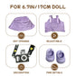 17cm Light Purple Outfit Set (Doll Not Included) - Bucket Hat  Overalls Shorts  Mini Camera & Shoes  Cute Style for 17cm Doll Dress-up(Purple SC)