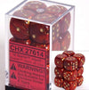 Chessex Dice D6 Sets: Scarab Scarlet With Gold - 16Mm Six Sided Die (12) Block Of Dice, Red