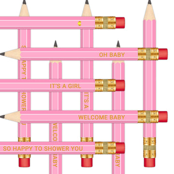 Vusnud 50Pcs - Baby Shower Sharpened Half Pencils with Erasers, Pre-Sharpened Design, 4 Inches, Pink