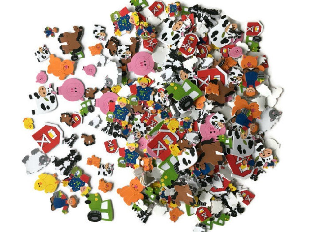 Self Adhesive Craft Stickers, Carnival, Planets, Farm Animals, Princess, Dinosaur Themed Stickers (500 Piece Party Packs) (Farm)