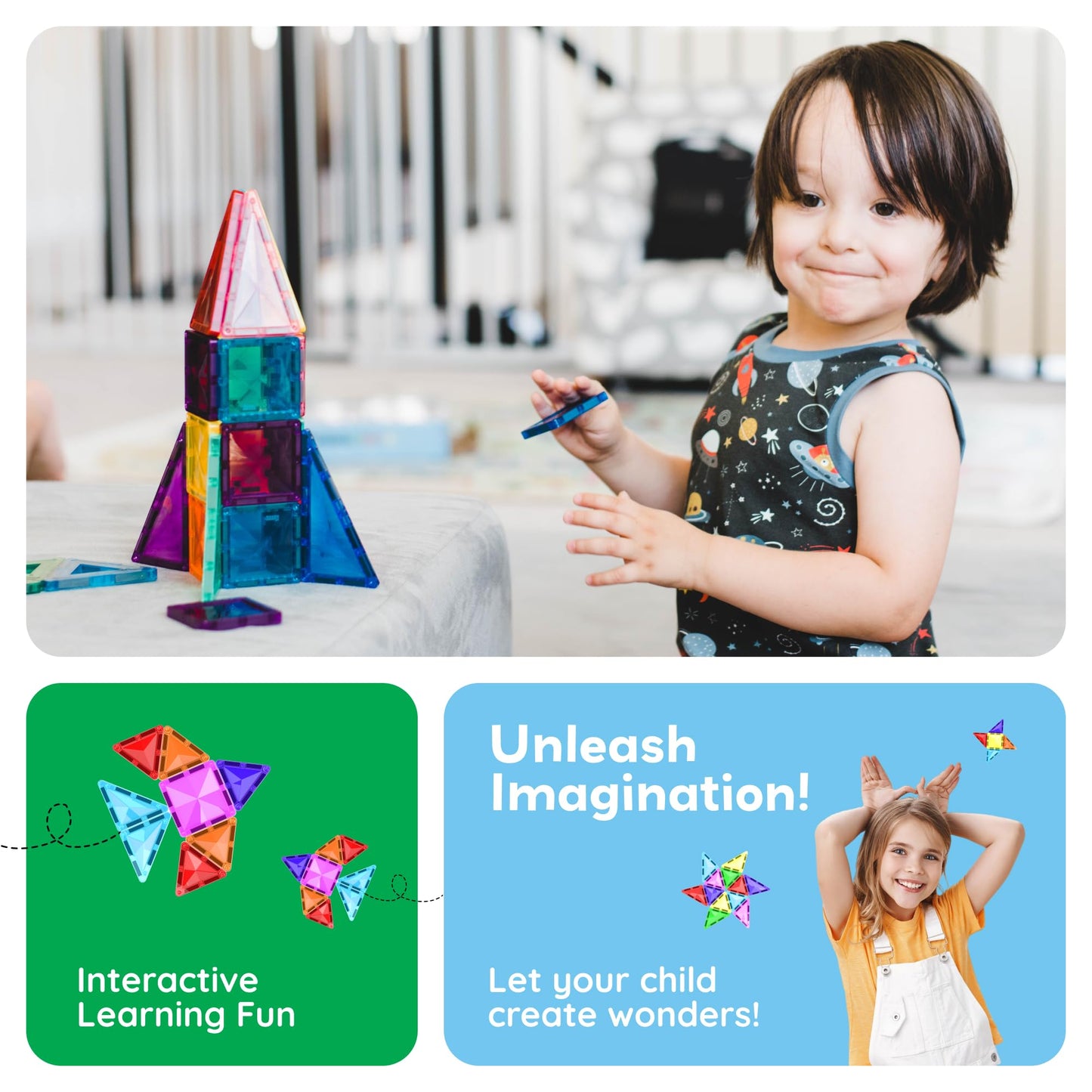 Picassotiles 60 Piece Magnetic Building Block Mini Diamond Series Travel Size On-The-Go Construction Toy Set Stem Learning Kit E