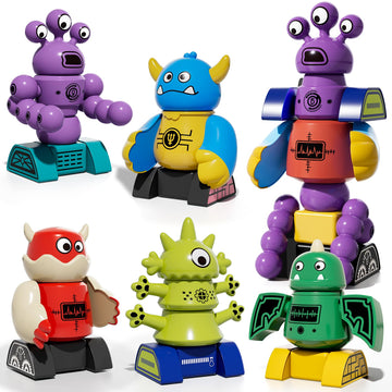 Temi Magnetic Robot Toy For 3-5 Years Old - Monster Blocks Stacking Transform Toys With Storage Box, Set For Kids Age 3 4 5 6 7 Years Old Boys, Christmas & Birthday Gift