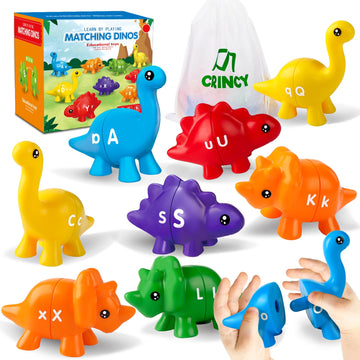 Crincy Abc Alphabet Dinosaurs Matching Learning Toy For Kids 3-5, 26Pcs Montessori Double-Sided Dinosaur Toys Match Letter, Fine