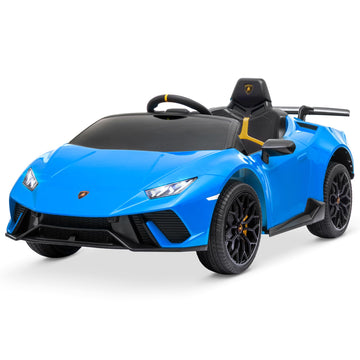 Kidzone Kids 12V Licensed Lamborghini Huracan Ride On Car Battery Powered Electric Vehicle Toy With 2 Speeds, 4-Wheel Drive, Sus