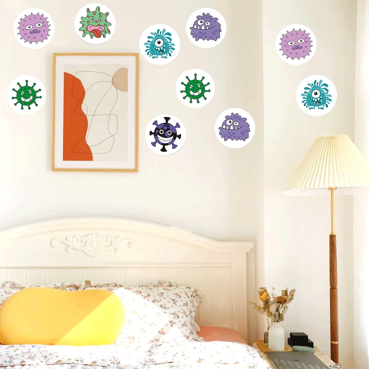 2.5 Inch Round Germ Dot Stickers Germs Labels Germ Stickers 120pcs