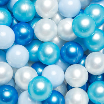 Ball Pit Balls 100 - Bpa&Phthalate Free Non-Toxic Play Balls Soft Plastic Balls For 1 2 3 4 5Years Old Toddlers Baby Kids Birthday Pool Tent Christmas Party (2.16Inches) Gradient Blue+Pearl White