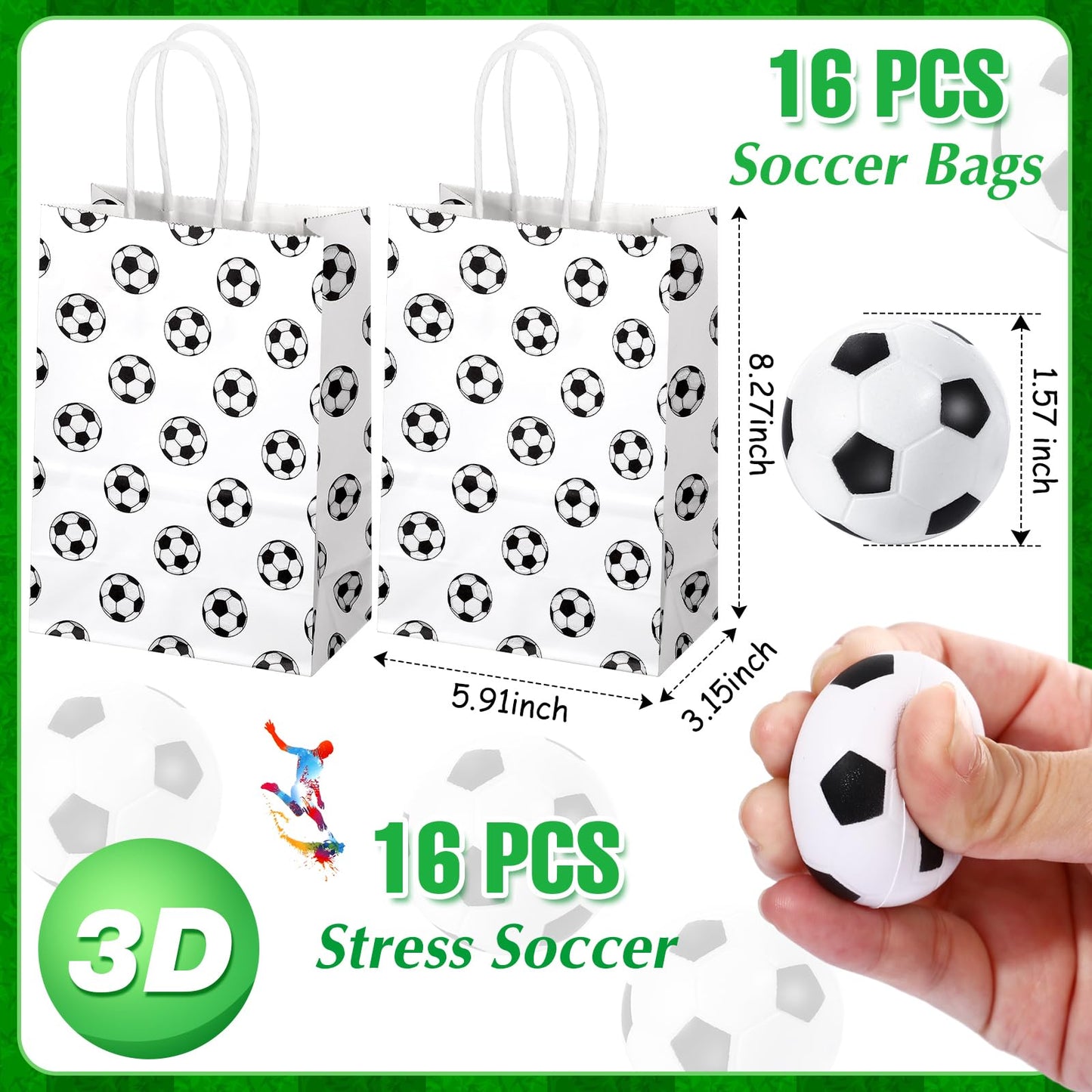 Aoriher 162 Pcs Soccer Party Favors, Soccer Party Gift Goodie Bag Fillers Foam Soccer Balls Tattoo Stickers Keychains Sticker Ch