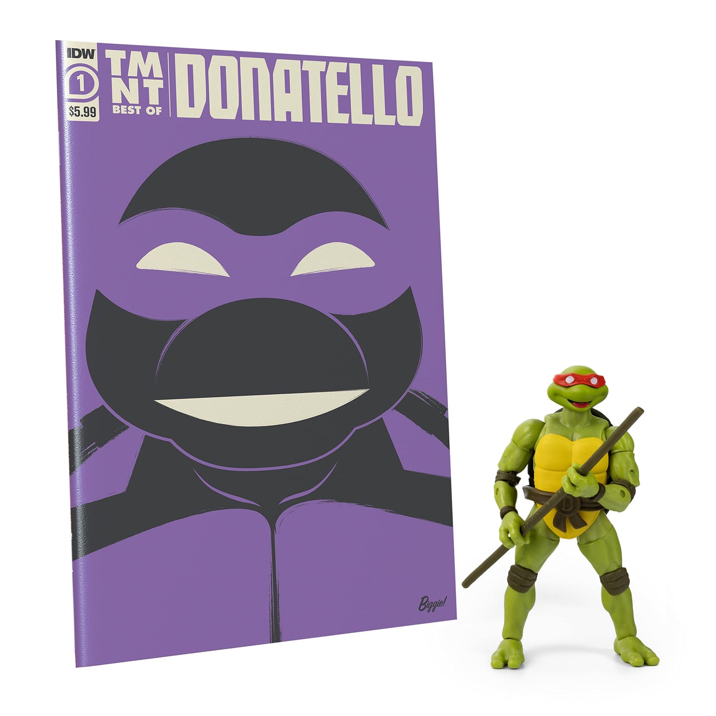 The Loyal Subjects Teenage Mutant Ninja Turtles Donatello 5-Inch Action Figure & 100-Page Comic Book Set, Multicolored, Model BATMNTDONCOM01