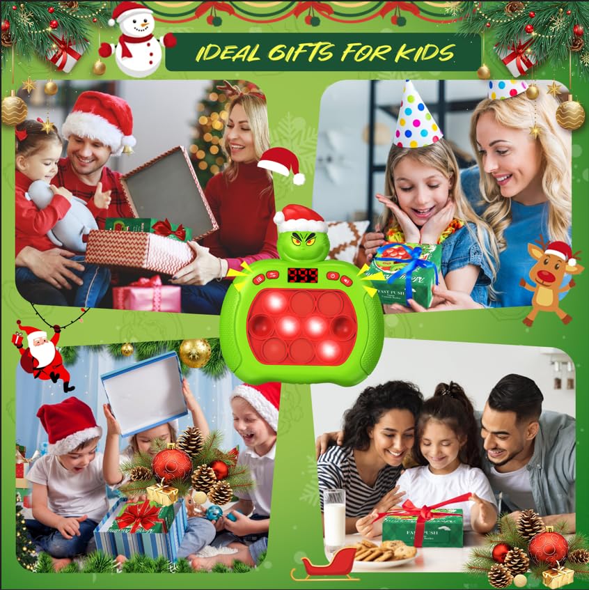 Christmas Pop Push Game Fidget Console Toys For Kids Adults,Quick Push Pop Bubble Up Gifts For Christmas Stocking Stuffers,Handh