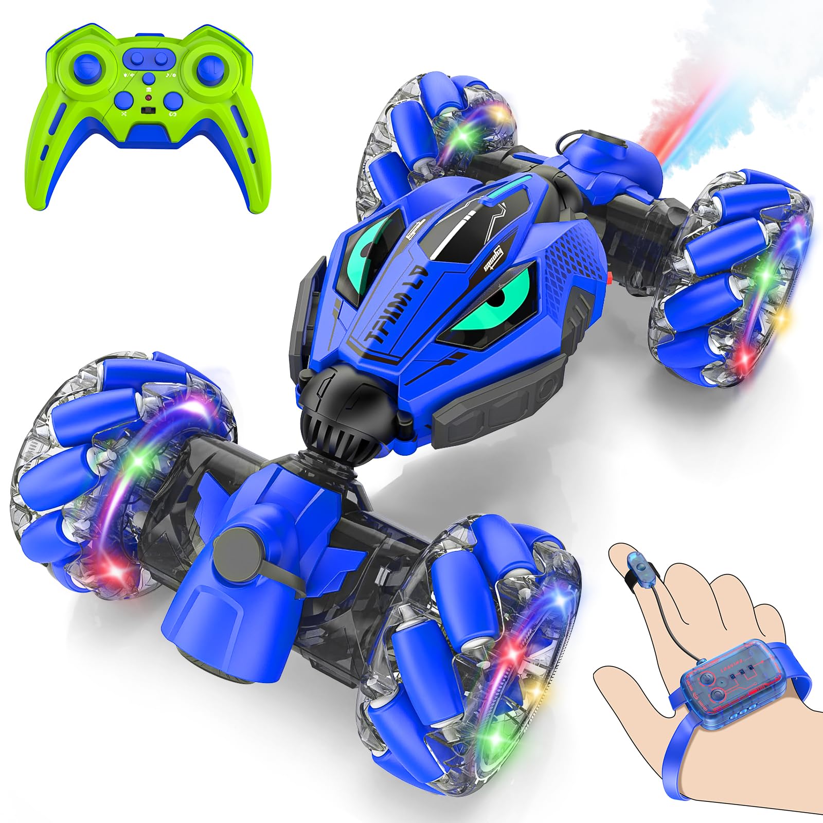 VisionX Unique 2.4GHz 4WD 360 Rotating Gesture Sensing RC Stunt Cars for Boys and Girls Ages 6-12, Double-Sided Driving RC Drift
