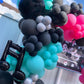 Paready Disco Music Party Balloons, 30 Pcs 12 Inch Hot Pink Black Blue And White Latex Balloons With Ribbons For 80S 90S Disco M