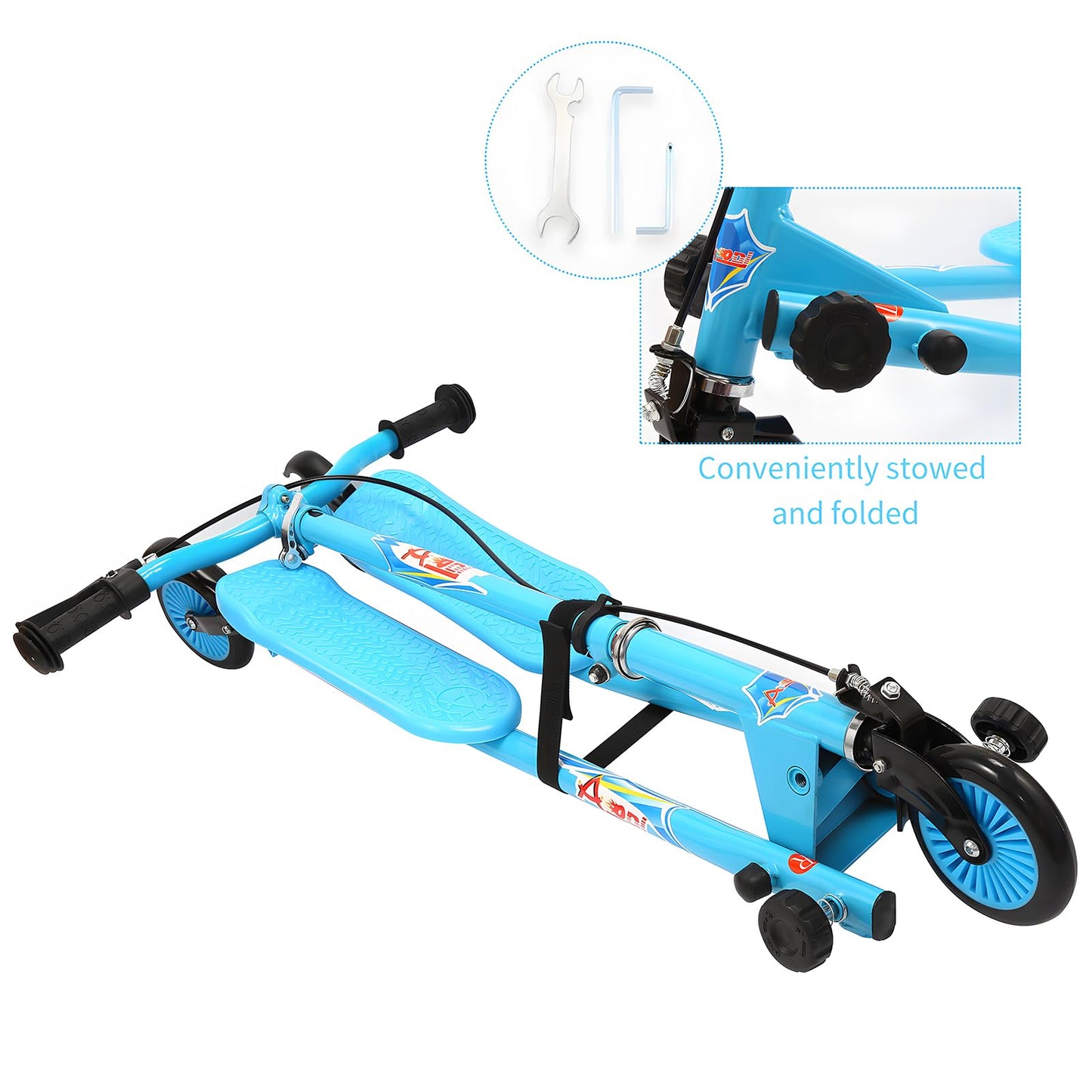 AODI Kids Swing Scooter  3 Wheels Drifting Scooter/Wiggle Scooters with Adjustable Height & Foldable for Boys/Girl/Ages 5-12 Years