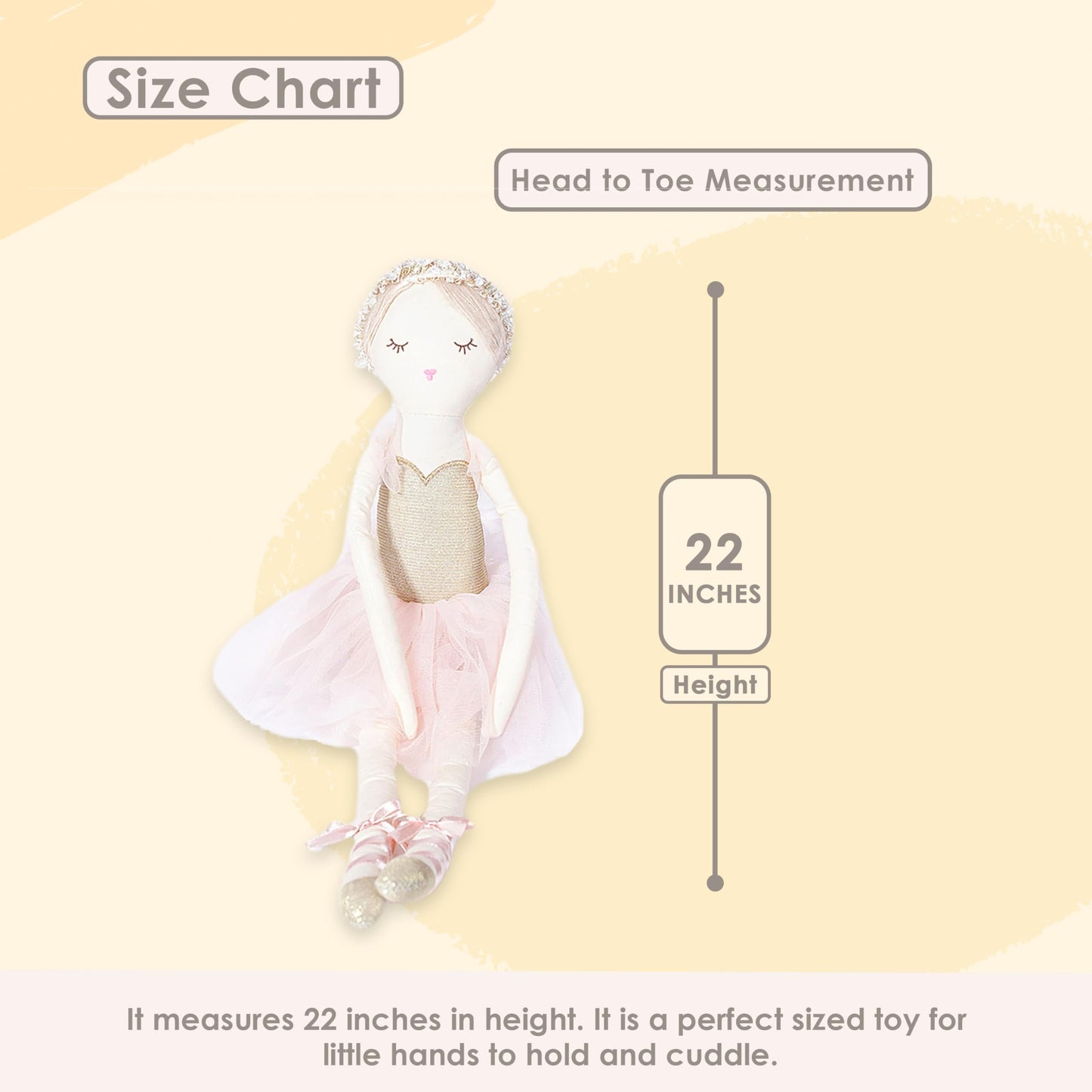 MON AMI Ballerina Stuffed Doll - 22   , Plush Ballerina Doll for Girls, Use as Toy or Room Decor, Great Gift for Kids of All Age