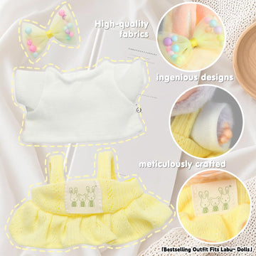 Ciunura 2025NEW Trendy Yellow Dress Clothes for bubudoll  Designed for bubuclothes  Multiple Stylish Outfit Sets for 5.9-6.7in Doll   Optimal for Your15&17cm Dolls Dress up (Yellow Skirt 3pc Set)
